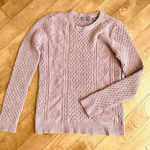 EVOLUTION HEATHER PURPLE CABLE KNIT SPRING SWEATER NEW WITH TAGS SIZE SMALL - Picture 2 of 6